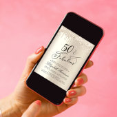 Eleganter Gold Glitzer Virtual 50. Geburtstagspart Einladung