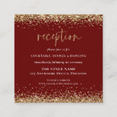 Eleganter Gold Glitzer Wedding Reception Burgundy Begleitkarte (Vorderseite)