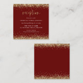 Eleganter Gold Glitzer Wedding Reception Burgundy Begleitkarte (Vorne/Hinten)