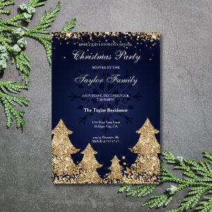 Eleganter Gold Glitzer Weihnachten Corporate Party Einladung