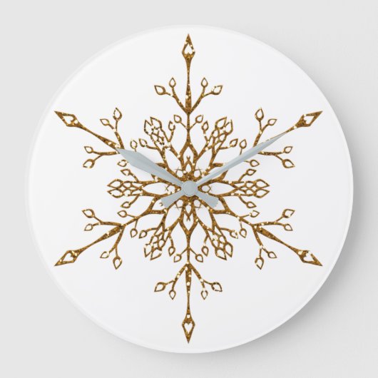 Eleganter Gold Glitzer Weihnachten Snowflake Große Wanduhr (Vorderseite)