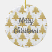 Eleganter Gold Glitzer & White Marmor Weihnachtsba Keramik Ornament (Hinten)