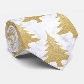 Eleganter Gold Glitzer & White Marmor Weihnachtsba Krawatte (Gerollt)