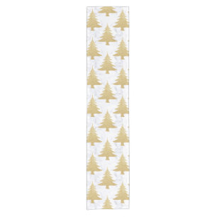 Eleganter Gold Glitzer & White Marmor Weihnachtsba Kurzer Tischläufer
