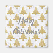 Eleganter Gold Glitzer & White Marmor Weihnachtsba Magnet (Vorne)