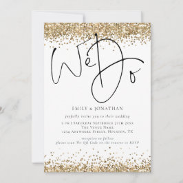 Eleganter Gold Glitzer Wir machen QR Hochzeit Einladung