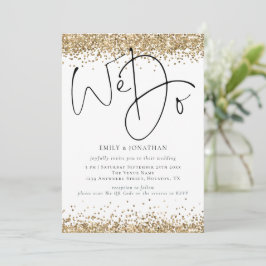 Eleganter Gold Glitzer Wir machen QR Hochzeit Einladung