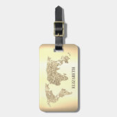 Eleganter Gold Glitzer World Map Travel Gepäckanhänger (Vorderseite vertikal)