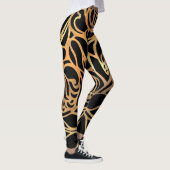 Eleganter Gold Glitzer Zebra Black Animal Print Leggings (Rechts)