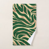 Eleganter Gold Glitzer Zebra Green Animal Print Badhandtuch Set (Handtuch)