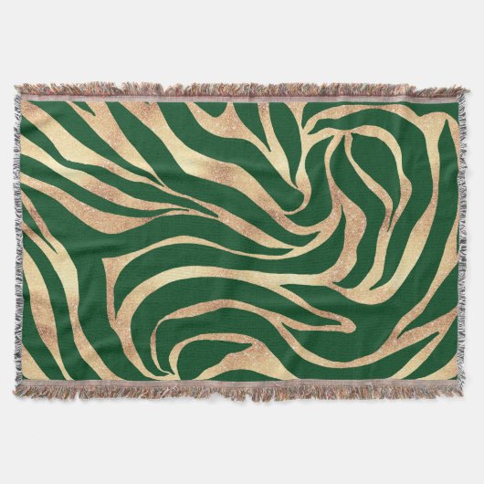 Eleganter Gold Glitzer Zebra Green Animal Print Decke (Vorderseite)