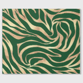 Eleganter Gold Glitzer Zebra Green Animal Print Geschenkpapier (Flach)