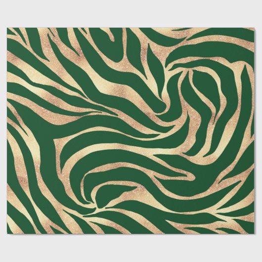 Eleganter Gold Glitzer Zebra Green Animal Print Geschenkpapier (Flach)