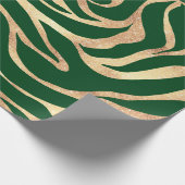 Eleganter Gold Glitzer Zebra Green Animal Print Geschenkpapier (Ecke)