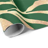 Eleganter Gold Glitzer Zebra Green Animal Print Geschenkpapier (Rolleneckpunkt)
