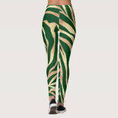 Eleganter Gold Glitzer Zebra Green Animal Print Leggings (Rückseite)