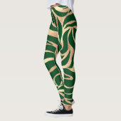 Eleganter Gold Glitzer Zebra Green Animal Print Leggings (Links)