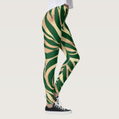 Eleganter Gold Glitzer Zebra Green Animal Print Leggings (Rechts)