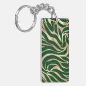 Eleganter Gold Glitzer Zebra Green Animal Print Schlüsselanhänger (Vorderseite links)