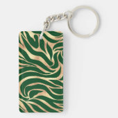 Eleganter Gold Glitzer Zebra Green Animal Print Schlüsselanhänger (Rückseite)