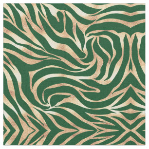 Eleganter Gold Glitzer Zebra Green Animal Print  Stoff