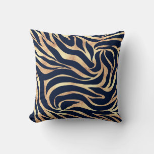 Eleganter Gold Glitzer Zebra Nay-Blue Animal Print Kissen