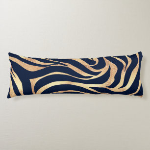 Eleganter Gold Glitzer Zebra Nay-Blue Animal Print Seitenschläferkissen