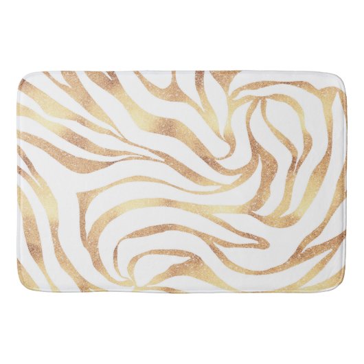 Eleganter Gold Glitzer Zebra White Animal Print Badematte (Vorderseite)