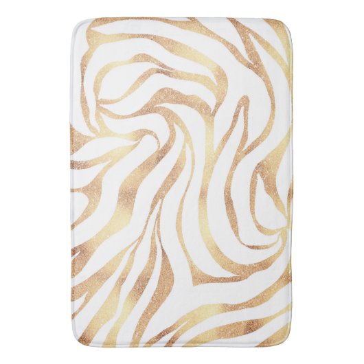 Eleganter Gold Glitzer Zebra White Animal Print Badematte (Vorderseite Vertikal)