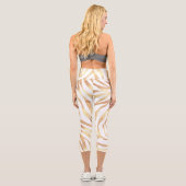 Eleganter Gold Glitzer Zebra White Animal Print Capri Leggings (Rückseite)