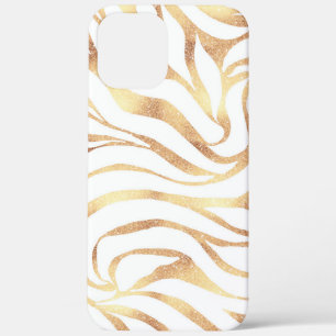 Eleganter Gold Glitzer Zebra White Animal Print Case-Mate iPhone Hülle
