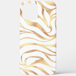 Eleganter Gold Glitzer Zebra White Animal Print Case-Mate iPhone Hülle