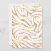 Eleganter Gold Glitzer Zebra White Animal Print Einladung (Rückseite)