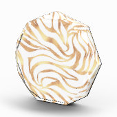 Eleganter Gold Glitzer Zebra White Animal Print Fotoblock (Rechts)