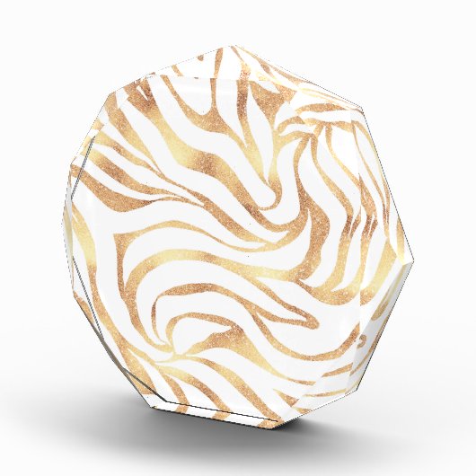 Eleganter Gold Glitzer Zebra White Animal Print Fotoblock (Rechts)