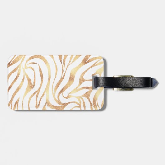 Eleganter Gold Glitzer Zebra White Animal Print Gepäckanhänger (Rückseite horizontal)