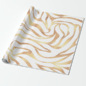 Eleganter Gold Glitzer Zebra White Animal Print Geschenkpapier (Ungerollt)
