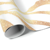 Eleganter Gold Glitzer Zebra White Animal Print Geschenkpapier (Rolleneckpunkt)