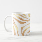 Eleganter Gold Glitzer Zebra White Animal Print Kaffeetasse (Links)