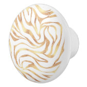 Eleganter Gold Glitzer Zebra White Animal Print Keramikknauf (Rechts)