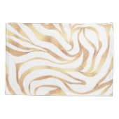 Eleganter Gold Glitzer Zebra White Animal Print Kissenbezug (Rückseite-Links)