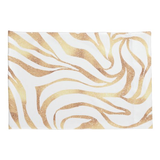 Eleganter Gold Glitzer Zebra White Animal Print Kissenbezug (Rückseite-Rechts)