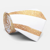 Eleganter Gold Glitzer Zebra White Animal Print Krawatte (Gerollt)