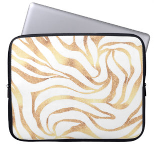 Eleganter Gold Glitzer Zebra White Animal Print Laptopschutzhülle