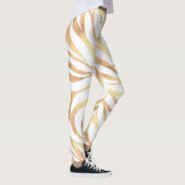 Eleganter Gold Glitzer Zebra White Animal Print Leggings (Rechts)