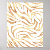Eleganter Gold Glitzer Zebra White Animal Print Poster (Vorne)