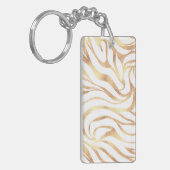 Eleganter Gold Glitzer Zebra White Animal Print Schlüsselanhänger (Vorderseite links)