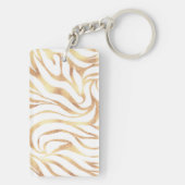 Eleganter Gold Glitzer Zebra White Animal Print Schlüsselanhänger (Rückseite)
