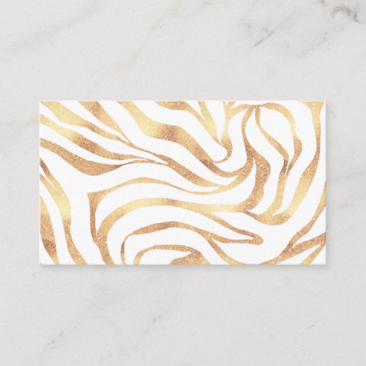Eleganter Gold Glitzer Zebra White Animal Print Visitenkarte (Vorderseite)