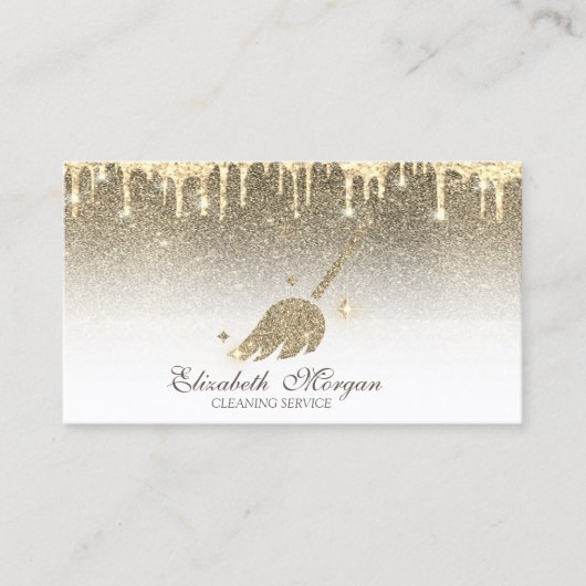 Eleganter Gold Glitzer Zimmermädchen ReinigungsHou Visitenkarte (Vorderseite)